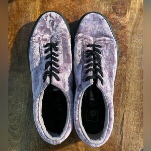 Purple Velvet Vans with Black Laces